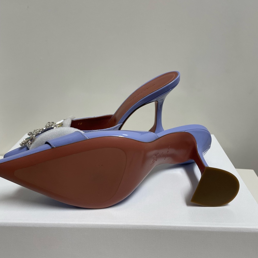 Amina Muaddi Begum 95 Crystal Leather Mules - Picture 6 of 6